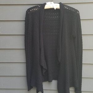 Kiehls Black Crocheted Open Front Sweater Size S?M